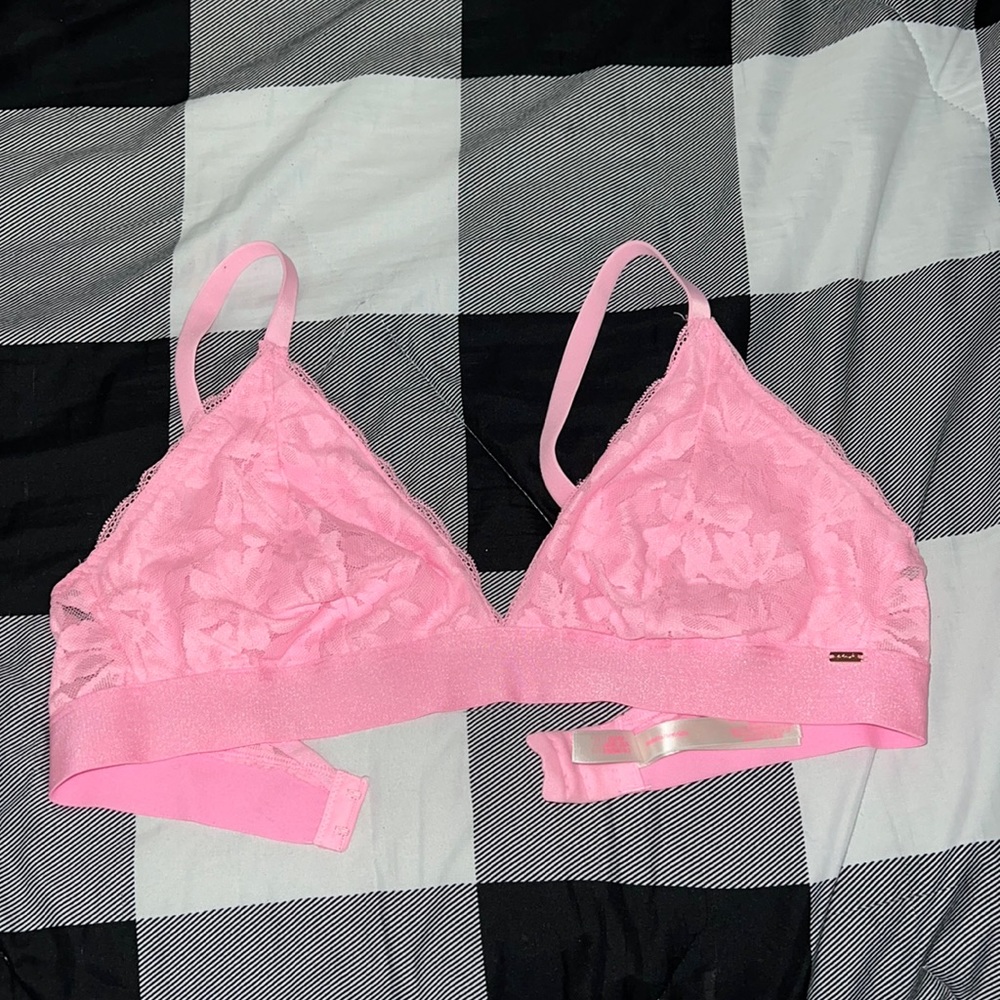PINK lace triangle bralette